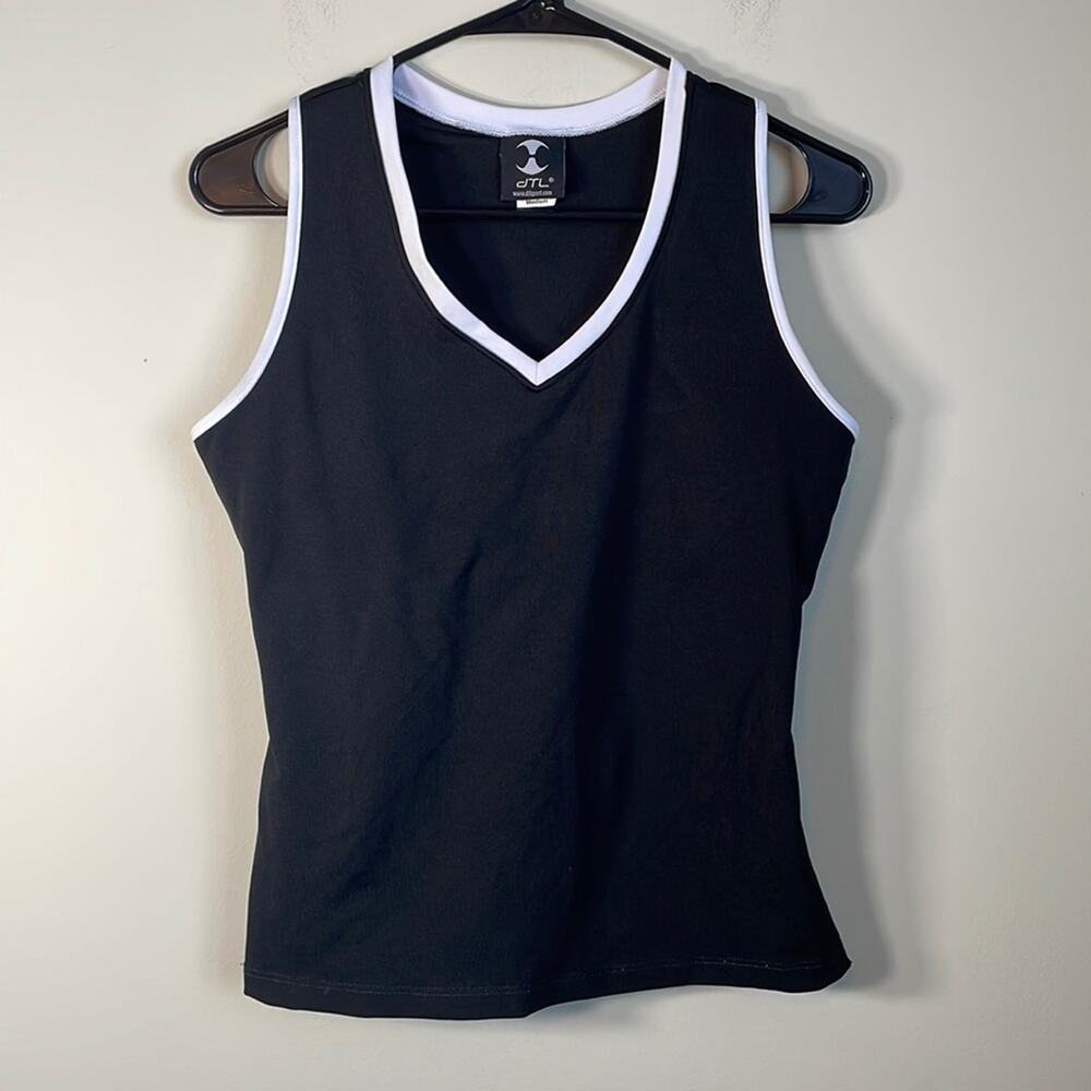 DTL Sleeveless Black & White Tennis Jeweled Activewear Tank Top Size‎ M